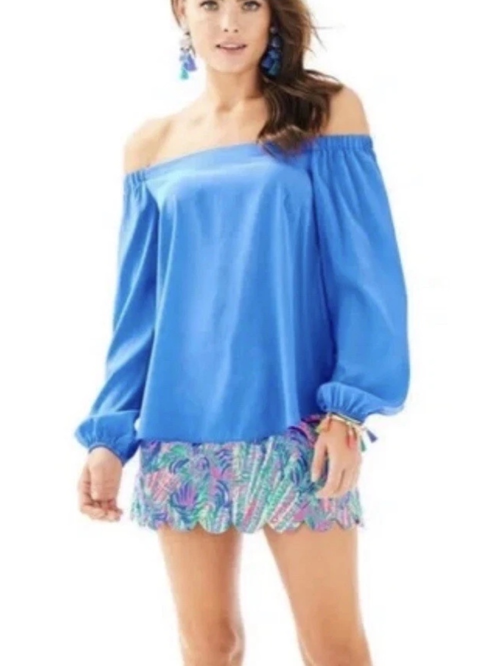 Lily Pulitzer nwt Adria sill off-Shoulder Blue size medium